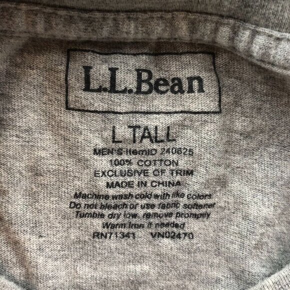 L.L. Bean Men T-Shirt Large Tall Gray Short Sleeve Pocket Tee Casual Top Classic - Picture 3 of 7